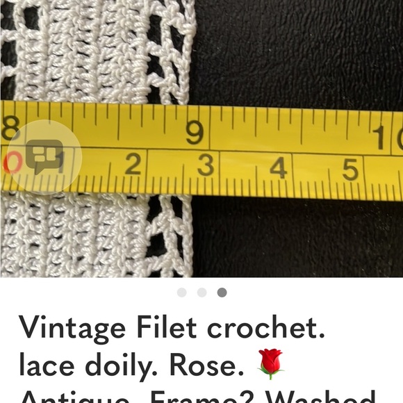 Filet Crochet Lace doily. Rose pattern. - Picture 3 of 4